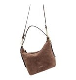 LouLou LOIS  Suede hobo / crossbody tas Chocolate