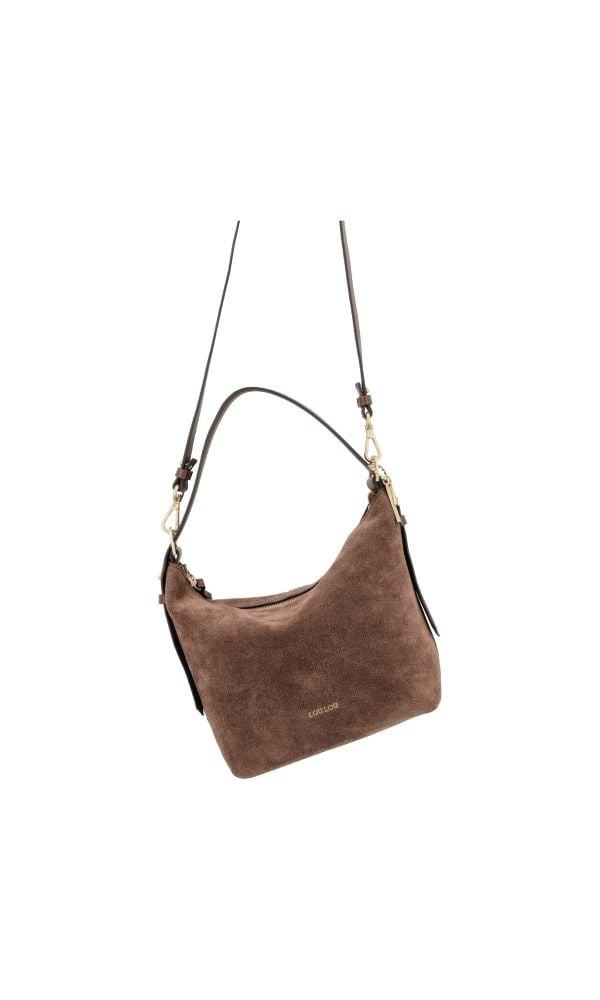 LouLou LOIS  Suede hobo / crossbody tas Chocolate