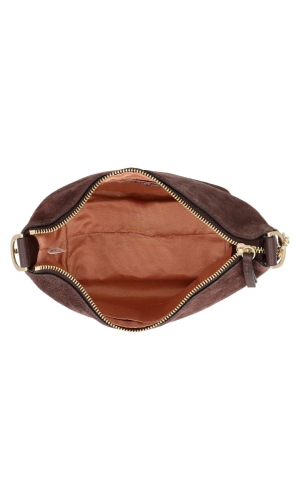 LouLou LOIS  Suede hobo / crossbody tas Chocolate