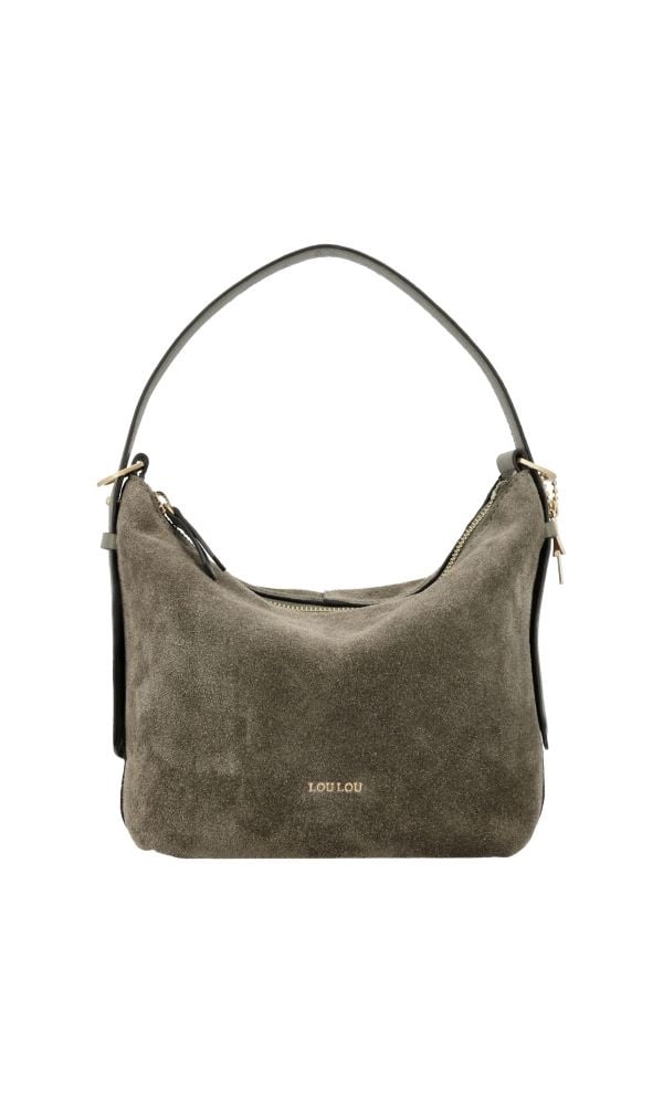 LouLou LOIS  Suede hobo / crossbody tas Sage