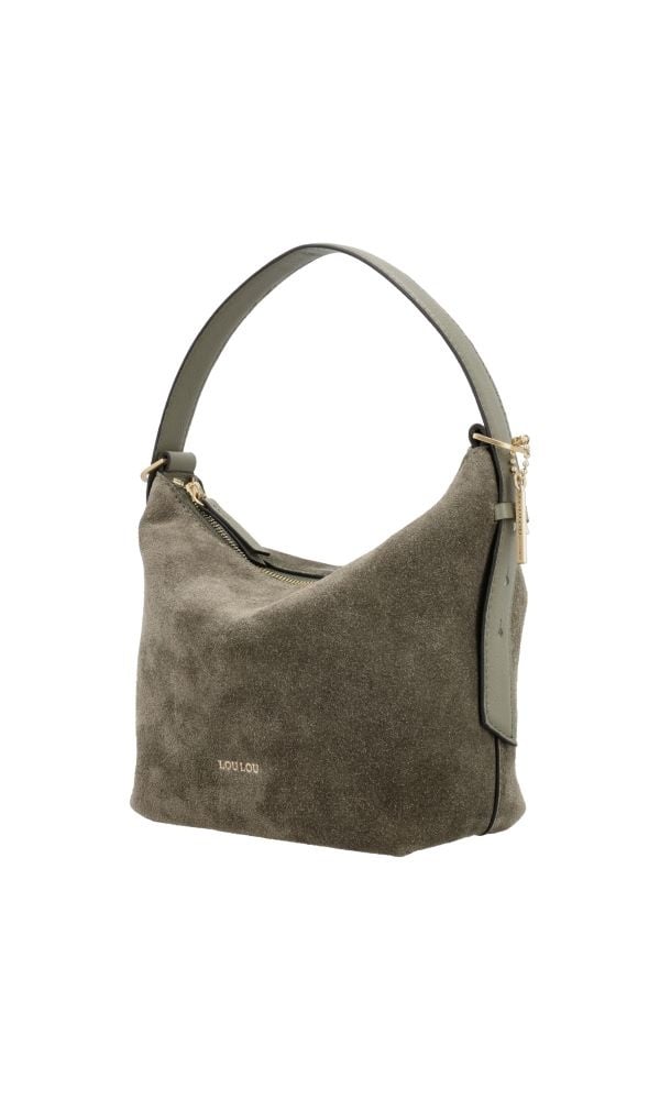 LouLou LOIS  Suede hobo / crossbody tas Sage