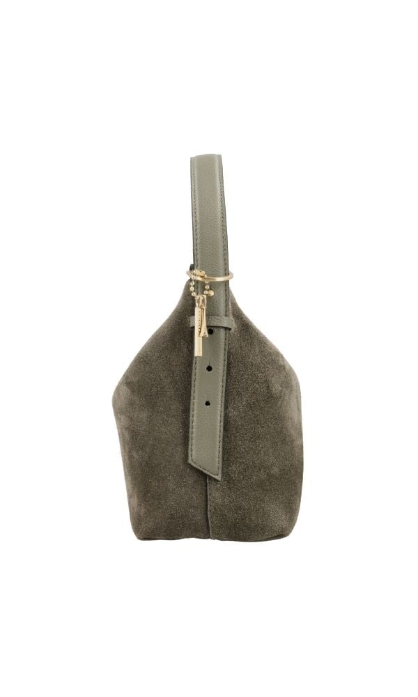 LouLou LOIS  Suede hobo / crossbody tas Sage
