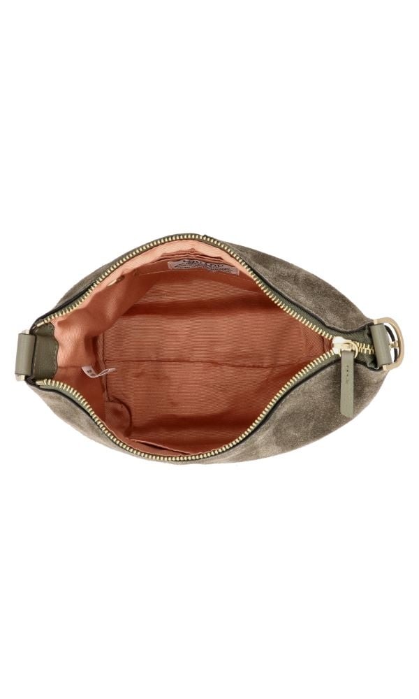 LouLou LOIS  Suede hobo / crossbody tas Sage