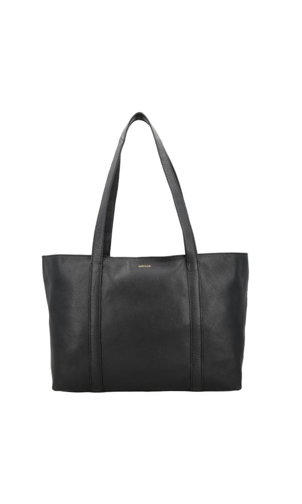 LouLou EMIE Ruime en tijdloze leren school- of werktas Black Gold