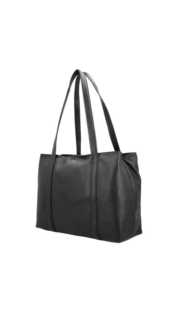 LouLou EMIE Ruime en tijdloze leren school- of werktas Black Gold
