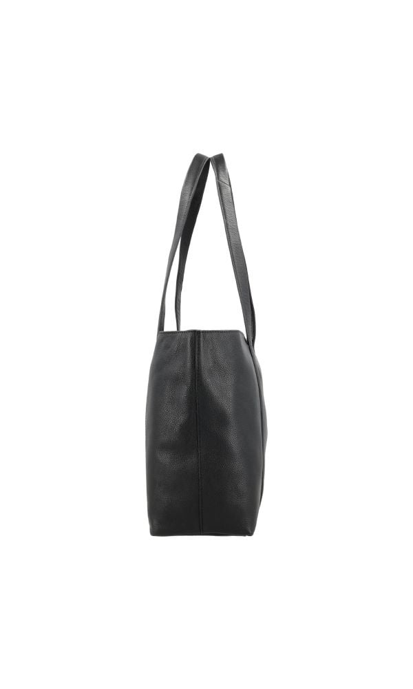 LouLou EMIE Ruime en tijdloze leren school- of werktas Black Gold