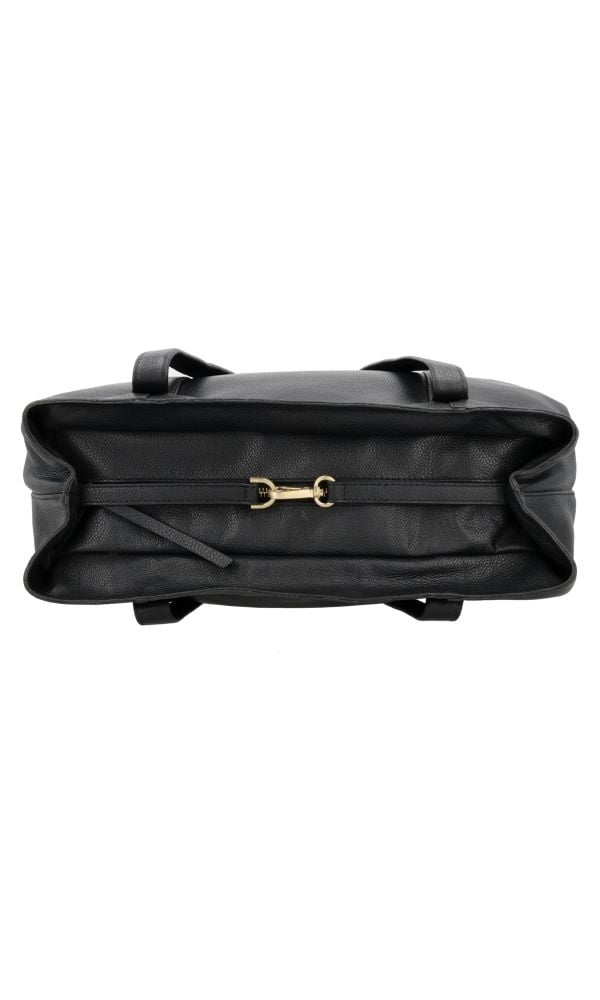 LouLou EMIE Ruime en tijdloze leren school- of werktas Black Gold