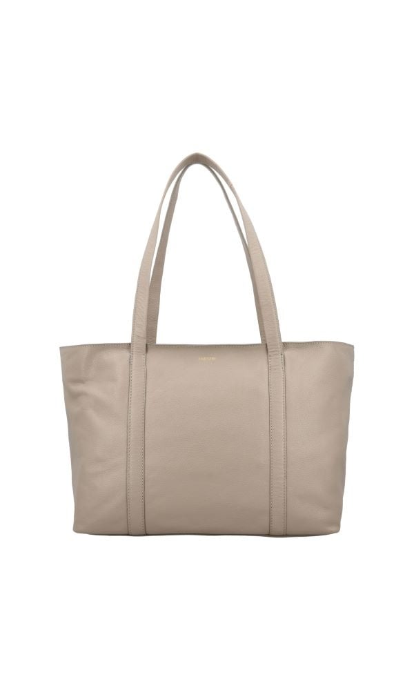 LouLou EMIE Ruime en tijdloze leren school- of werktas Soft Sepia