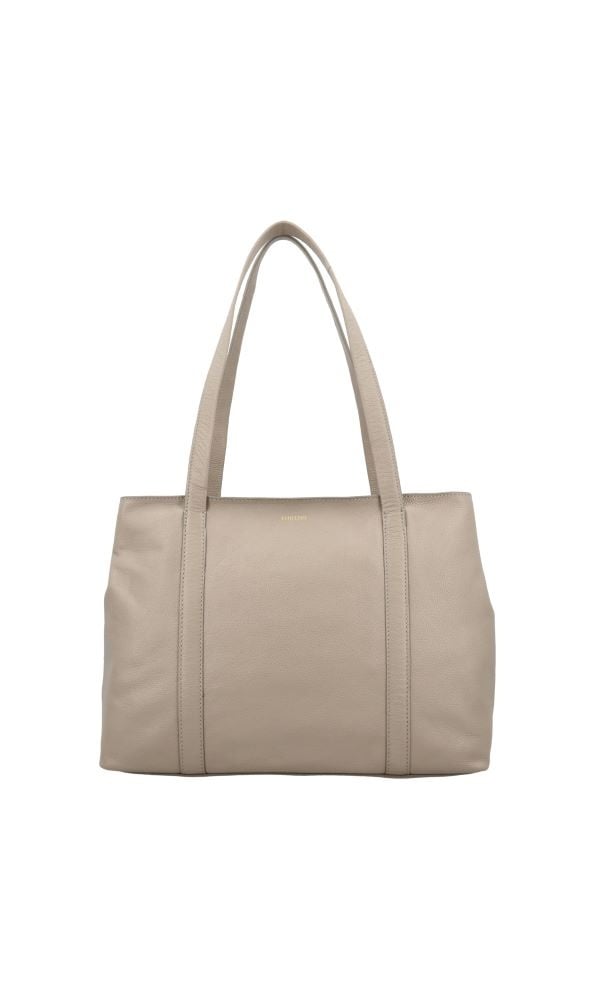 LouLou EMIE Ruime en tijdloze leren school- of werktas Soft Sepia
