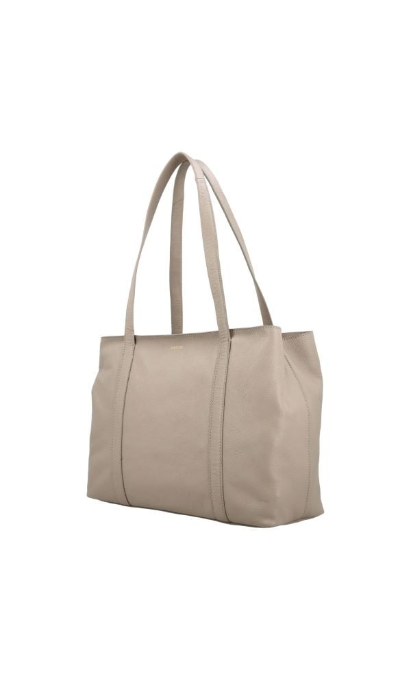 LouLou EMIE Ruime en tijdloze leren school- of werktas Soft Sepia