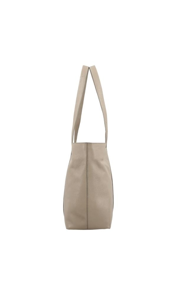LouLou EMIE Ruime en tijdloze leren school- of werktas Soft Sepia
