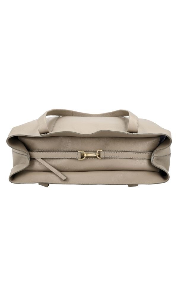 LouLou EMIE Ruime en tijdloze leren school- of werktas Soft Sepia
