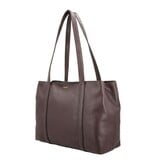 LouLou EMIE Ruime en tijdloze leren school- of werktas Merlot Gold