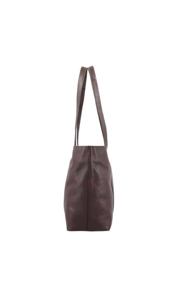 LouLou EMIE Ruime en tijdloze leren school- of werktas Merlot Gold