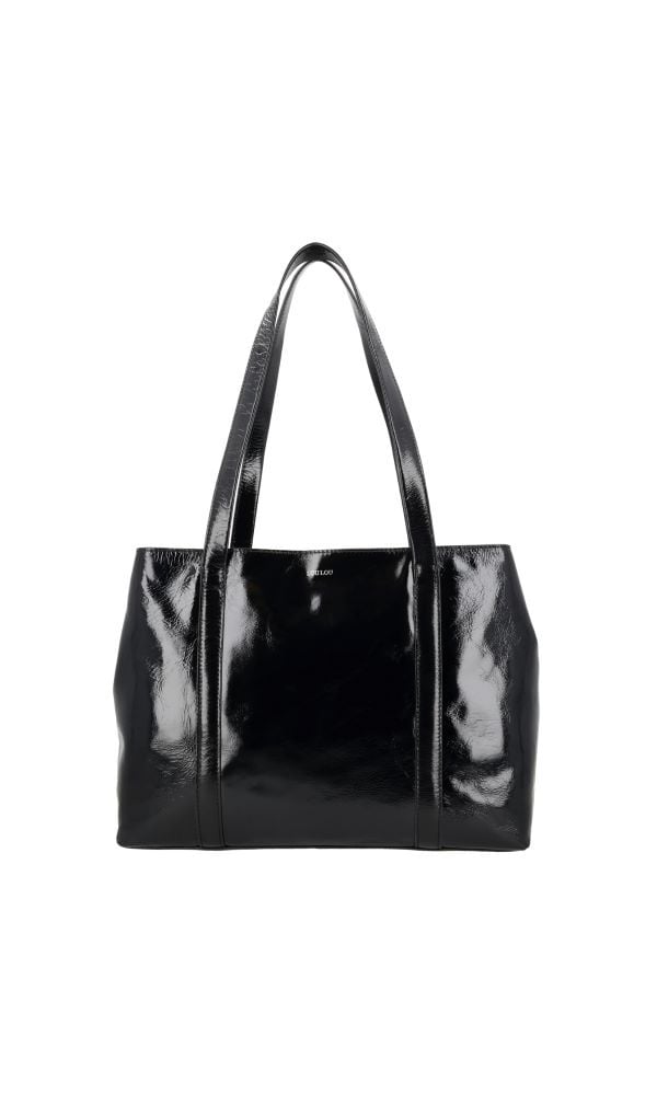 LouLou EMIE  leren tas met laptopvak - Glace Black