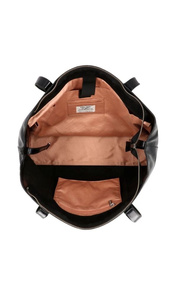 LouLou EMIE  leren tas met laptopvak - Glace Black