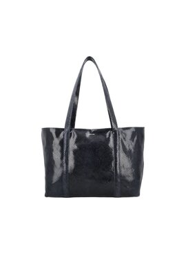 LouLou EMIE  leren tas met laptopvak - EMIE - Python Blue Orient