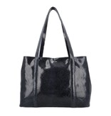 LouLou EMIE  leren tas met laptopvak - EMIE - Python Blue Orient