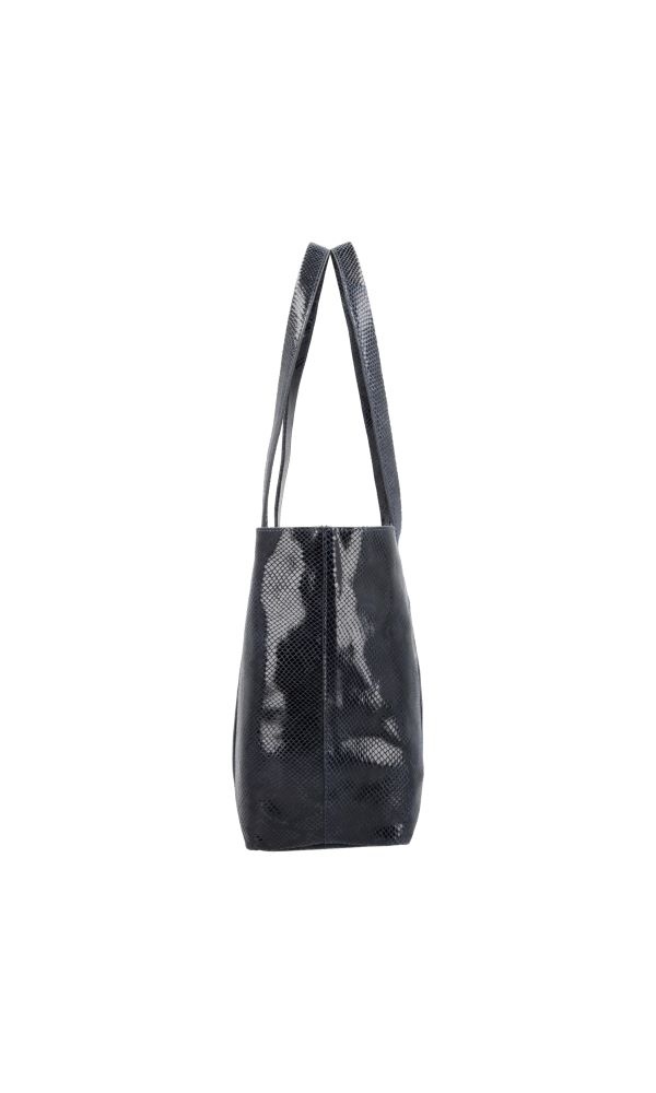 LouLou EMIE  leren tas met laptopvak - EMIE - Python Blue Orient