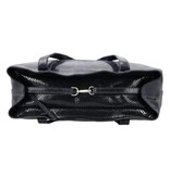LouLou EMIE  leren tas met laptopvak - EMIE - Python Blue Orient