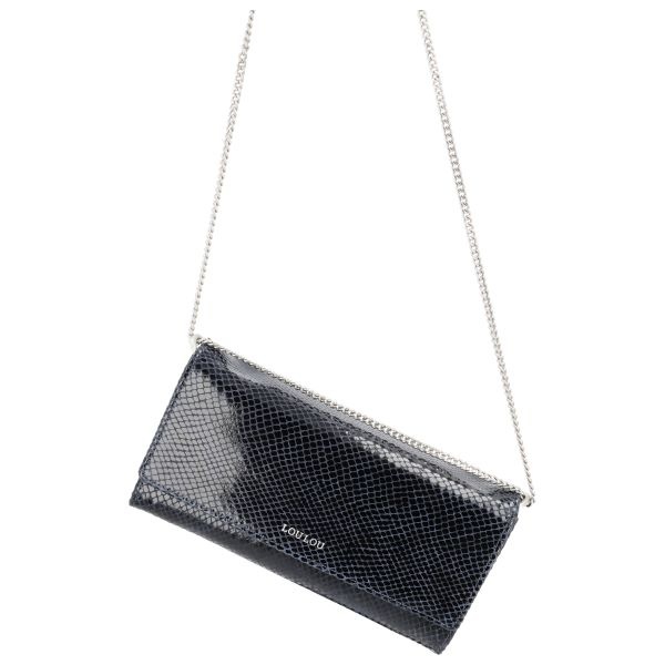 LouLou ANAÏS Leren tasje/Clutch  - Python Blue Orient
