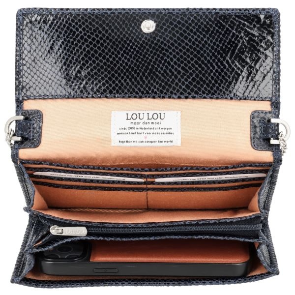 LouLou ANAÏS Leren tasje/Clutch  - Python Blue Orient