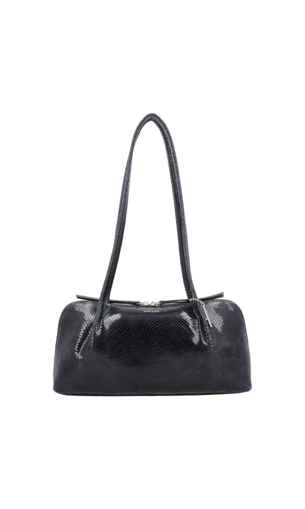 LouLou ELO stijlvolle baguette tas -  Python Blue Silver