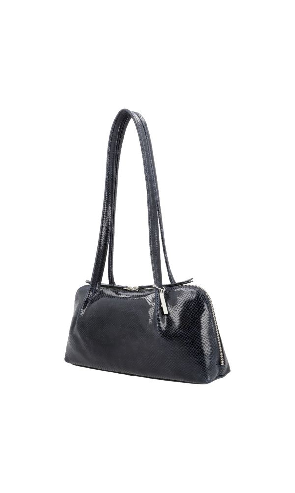 LouLou ELO stijlvolle baguette tas -  Python Blue Silver