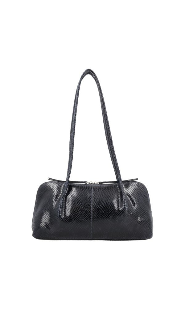 LouLou ELO stijlvolle baguette tas -  Python Blue Silver