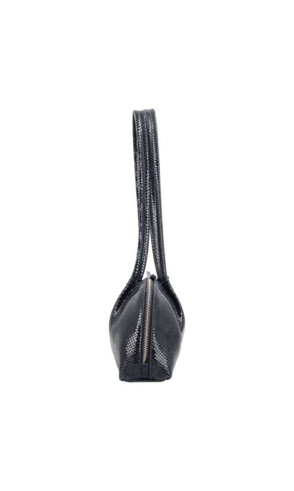 LouLou ELO stijlvolle baguette tas -  Python Blue Silver