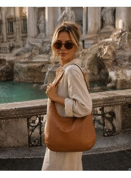 Chabo Leren Schoudertas Hobo Brisbane Camel