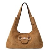 Guess Sunset Schoudertas Hobo Tas suède Tan