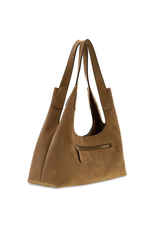 Guess Sunset Schoudertas Hobo Tas suède Tan