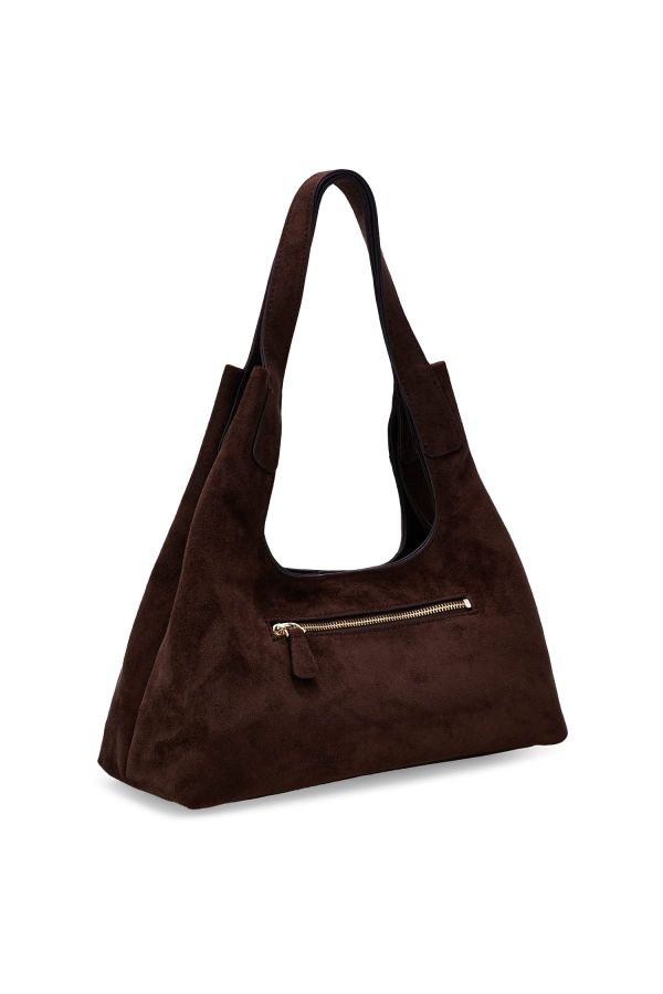 Guess Sunset Schoudertas Hobo Tas suède Espresso