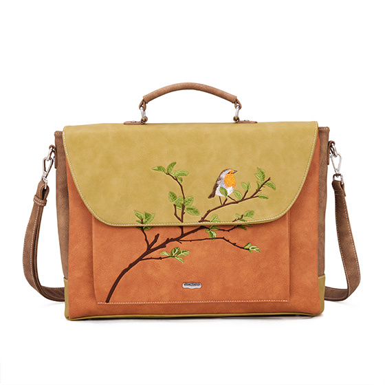 Hi Di Hi Busy Bird Schoudertas/laptoptas BUB01 Orange/Green