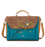 Hi Di Hi Busy Bird Schoudertas/laptoptas BUB02 Teal/Brown