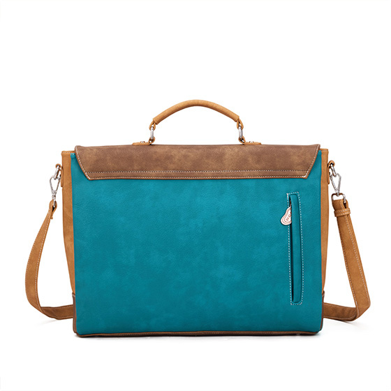 Hi Di Hi Busy Bird Schoudertas/laptoptas BUB02 Teal/Brown