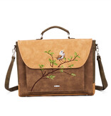 Hi Di Hi Busy Bird Schoudertas/laptoptas BUB03 Brown/Beige