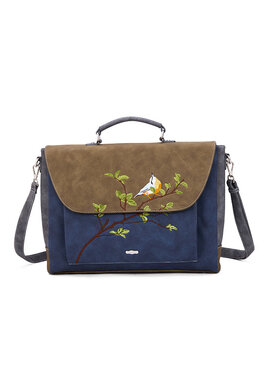 Hi Di Hi Busy Bird Schoudertas/laptoptas BUB04 Blue/green