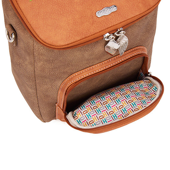 Hi Di Hi rugtas/schoudertas Woods  WOO01 Brown/Orange
