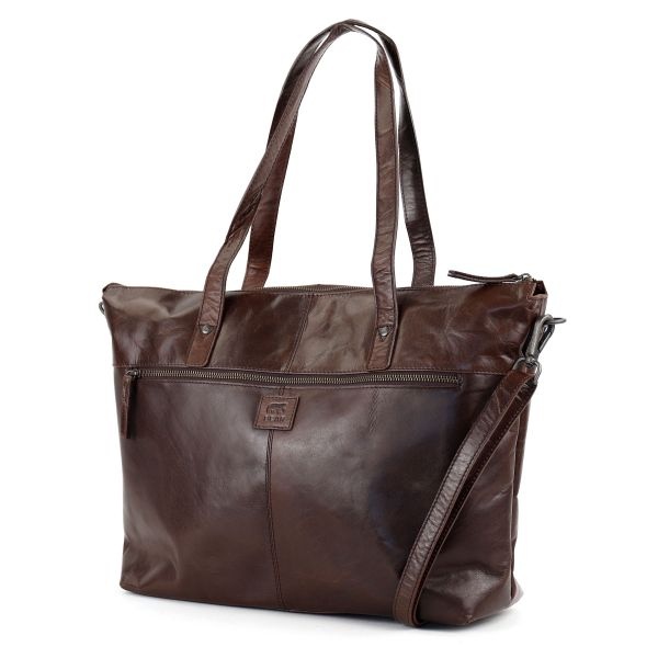 Bear Design Leren Shopper 'Nora' Andorra donkerbruin