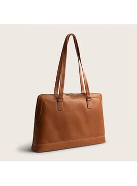 Chesterfield Leren Laptop Schoudertas Cognac Isara