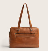 Chesterfield Leren Laptop Schoudertas Cognac Isara