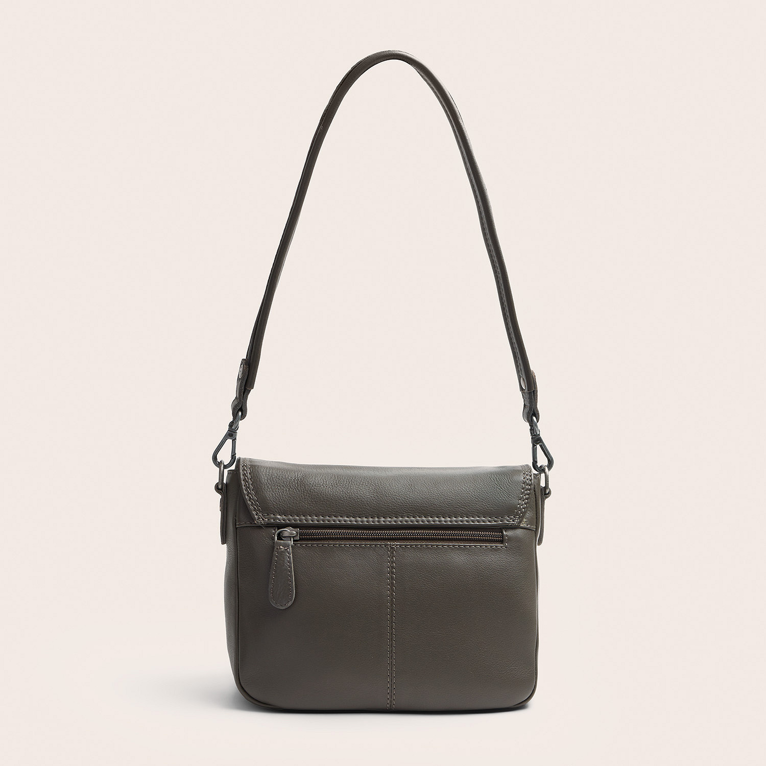 Chesterfield Leren schoudertas Clay Grey Miloa