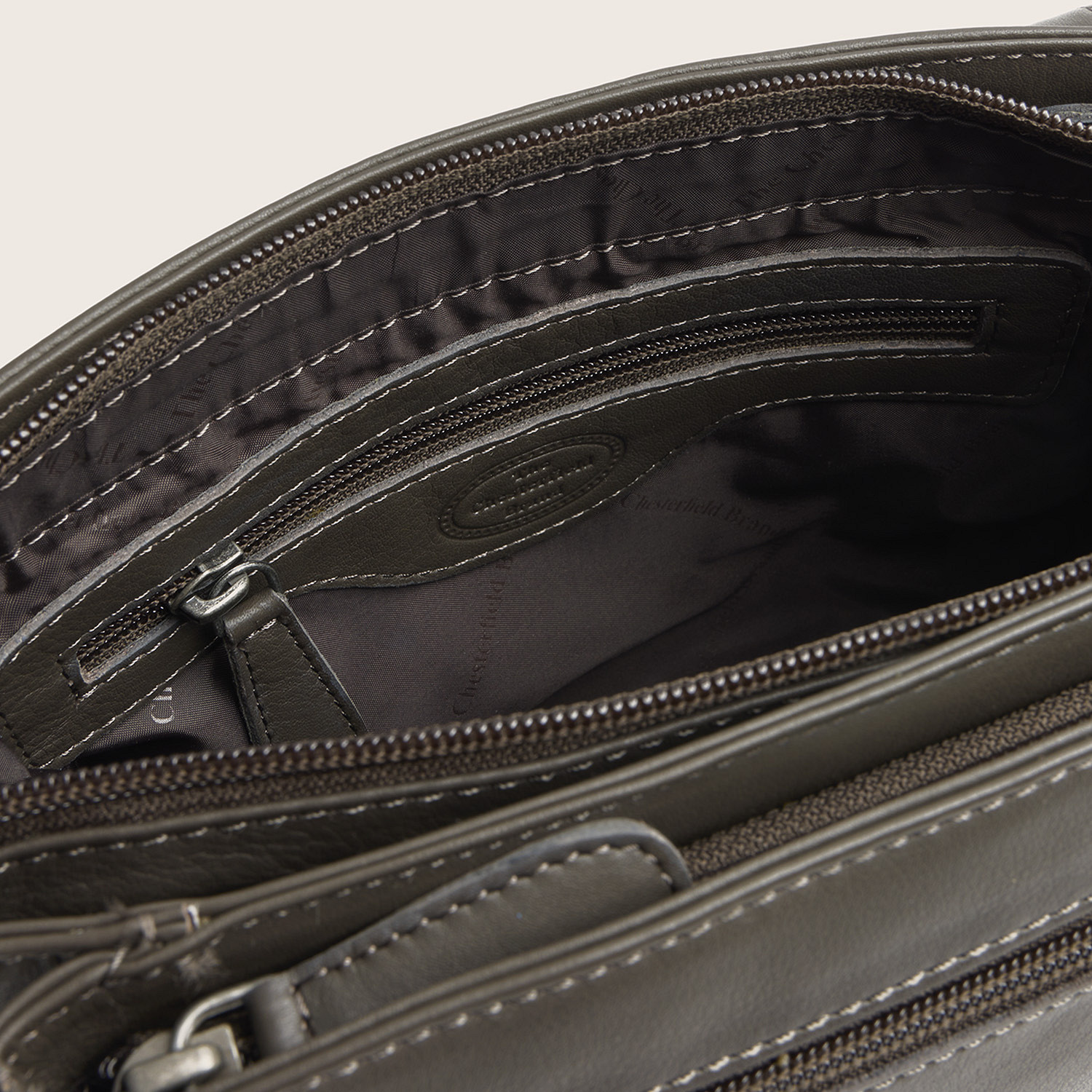 Chesterfield Leren schoudertas Clay Grey Miloa