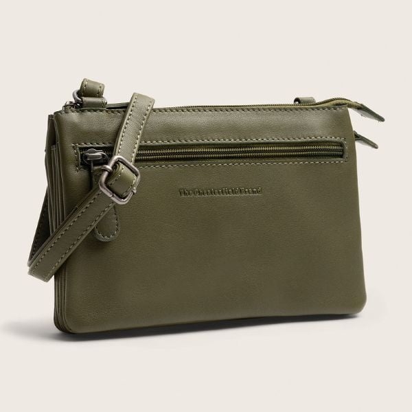 Chesterfield Leren Crossbody Tas Olijfgroen Brisa