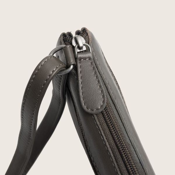 Chesterfield Leren Crossbody Tas Clay Grey Brisa