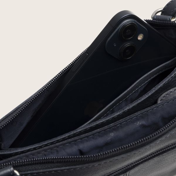 Chesterfield Leren Crossbody Tas Navy  Brisa