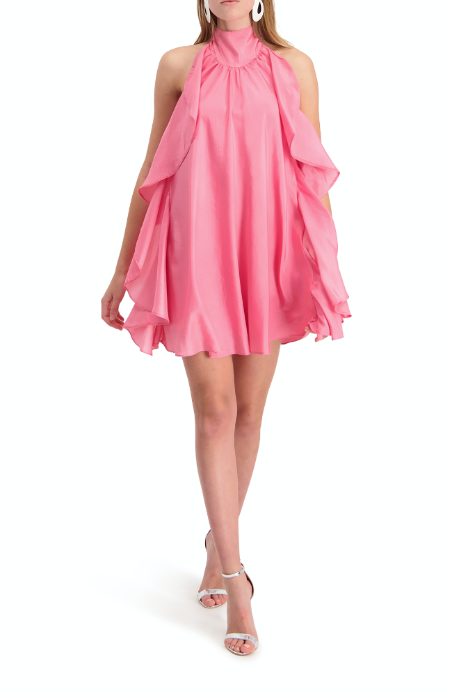 silk pink mini dress