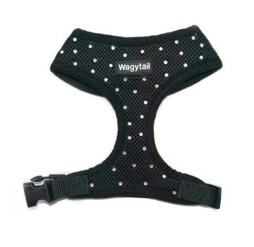 Wagytail Dog Harness Black with Swarovski